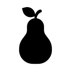Pear black silhouette fruit vector flat style icon illustration clip art