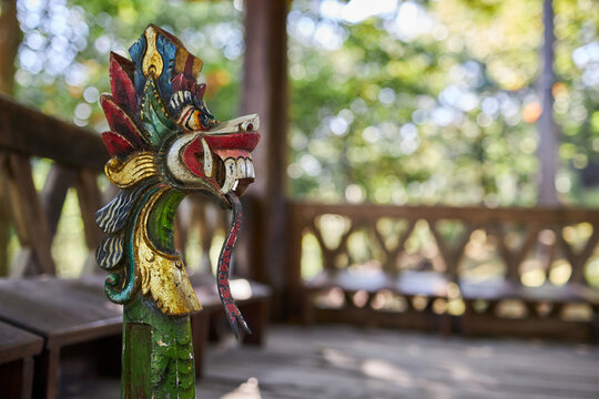 Statue of dragon in old oriental house