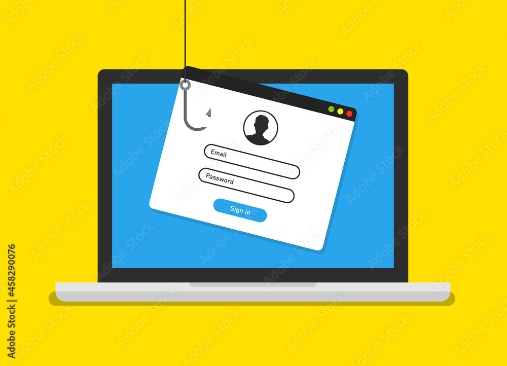 Poster login page on laptop screen and hacking concept