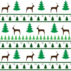 Colorful deer on white horizontal seamless pattern