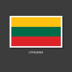 Lithuania flag Vector Square Icon on Black Background.