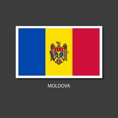 Moldova flag Vector Square Icon on Black Background.