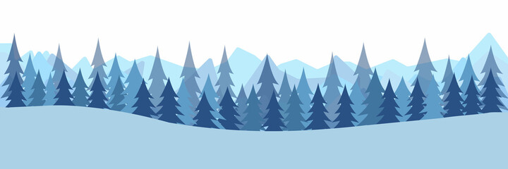 Obraz premium winter; winter landscape; horizontal; trees; mountain; background; vector; illustration; snowy mountains; lines; christmas; abstract; cold; fros