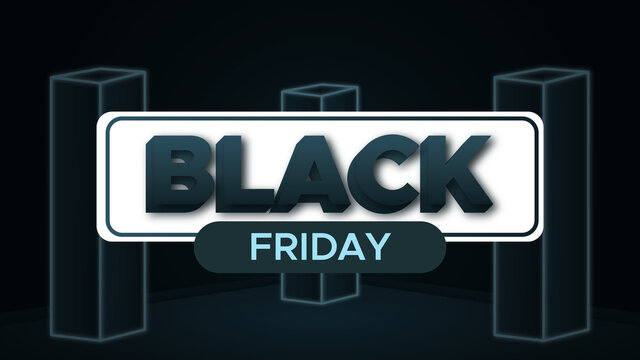 black friday with flaming 3d box design and text effect