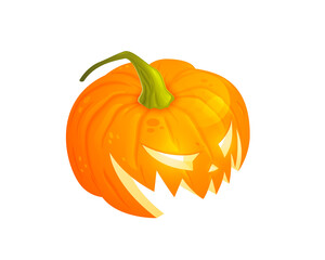 Halloween pumpkin in an isometric view isolated on a white background. Vector illustration.