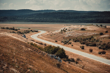 Road between the hills