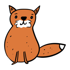 Cute Fox Clever, Vector Cartoon Illustration