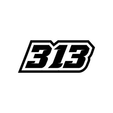 Racing number 313 logo on white background
