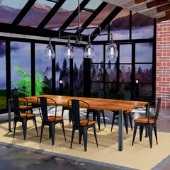 3D Rendering Industrial Loft