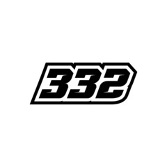 Racing number 332 logo on white background
