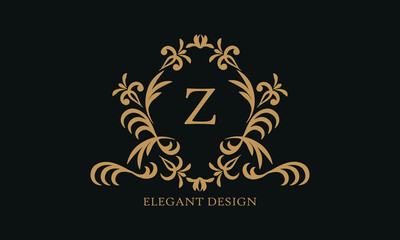 Design of an elegant company sign, monogram template with the letter Z. Logo for cafe, bar, restaurant, invitation, wedding.