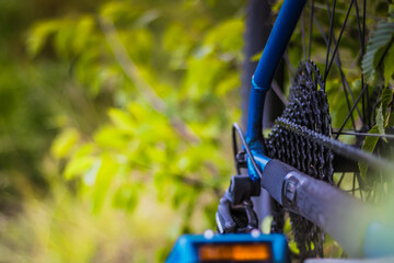 bicycle parts cassette and chain closeup