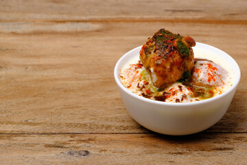Dahi wada or dahi bhalla. This is delicious indian style food.
