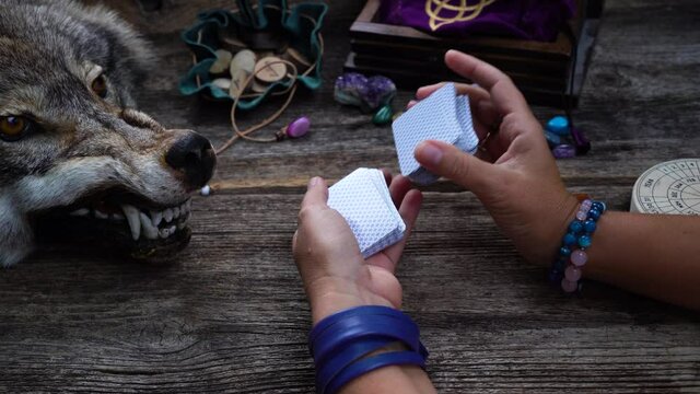 Fortune telling on tarot cards