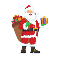 Santa Claus holding gift wrapped box
