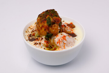 Dahi wada or dahi bhalla. This is delicious indian style food.
