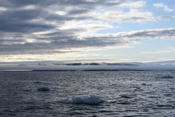 Obraz premium Arctic landscape in summer time. Franz Jozef Land archipelago. Flora cape, Gukera island.