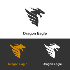 Dragon head eagle wings logo icons