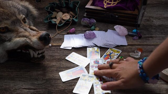 Fortune telling on tarot cards