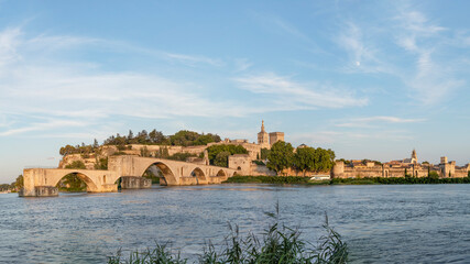 The Pont Saint-Benezet or Pont d'Avignon, a medieval bridge on the Rhone river in the town of Avignon, in southern France