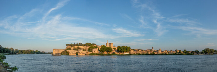 The Pont Saint-Benezet or Pont d'Avignon, a medieval bridge on the Rhone river in the town of Avignon, in southern France