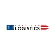 American Logistic Logo. With arrow and stars moving forward for courier delivery or transportation and shipping service. Logistics company premium and luxury logo
