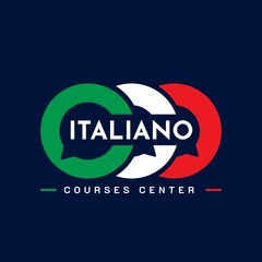 Learning Italian Language Class Logo. language exchange program, forum, speech bubble, and international communication sign. With Italy Flag © Aloysius