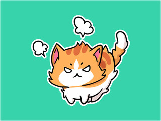 Kawaii Little Cat angry Character Illustration