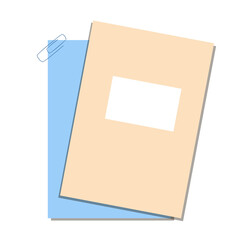 Two notebooks for writing for school or office in flat style, isolated on a white background