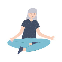 granny sitting meditating