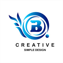 Logo vector letter b. Illustration of circle and dots, blue snail icon shape.