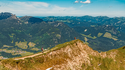 Fototapeta na wymiar Beautiful alpine summer view at the famous Fellhorn summit near Oberstdorf, Bavaria, Germany