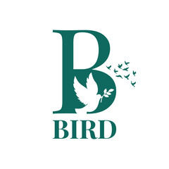 the first letter in the word bird, design, logo