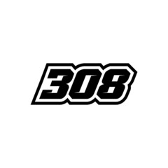 Racing number 308 logo on white background