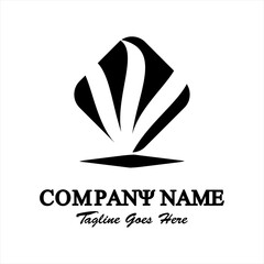 Black and white abstract vector logo. illustration of a gem or a bird's tail in rhombus. Logo template for business. Simple and cool