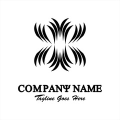 Black and white abstract vector logo. butterfly or frangipani illustration.  Logo template for business. Simple and cool