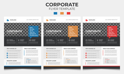 Corporate flyer template design with three color | Creative flyer template design | Business flyer template design | Flyer, poster, leaflet, 
