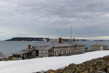 Russian research and polar expedition base in Tikhaya Bay (Tikhaya Bukhta) on Franz Josef Land...