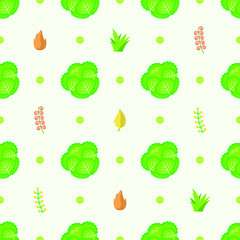 Seamless Pattern Abstract Elements Vegetables Food Cabbage With Leaves Vector Design Style Background Illustration Texture For Prints Textiles, Clothing, Gift Wrap, Wallpaper, Pastel