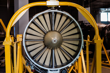 Fototapeta Turbina, silnik i części do samolotów, technologia lotnicza  obraz