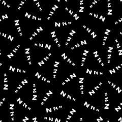 Vector black seamless pattern with scattered cartoon letters z. Suitable for textile, gift wrap and wallpaper.