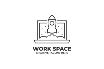 Obraz premium Work Space Rocket Launch Monoline Logo