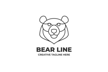 Bear Head Monoline Business Logo