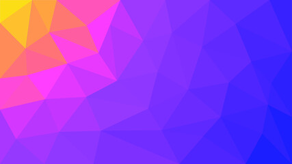 Low poly gradient background. Yellow pink blue triangles.