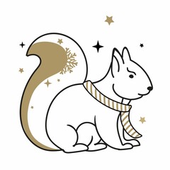 Christmas character squirrel in black and gold color.