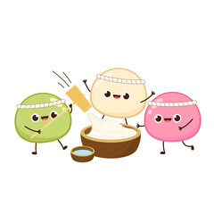 Mochi character design. wallpaper. free space for text. Mochi vector.