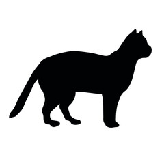 Vector hand drawn doodle sketch cat silhouette isolated on white background