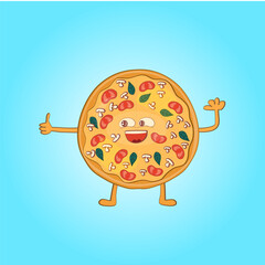 Cute and funny pizza illustration