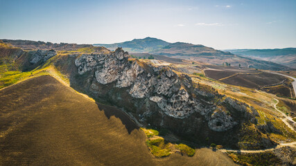 Fototapeta na wymiar Sicilian Landscape Near Riesi and Sommatino, Province of Caltanissetta, Sicily, Italy, Europe