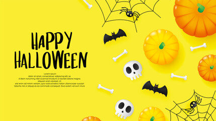 Happy Halloween banner art background with pumpkin